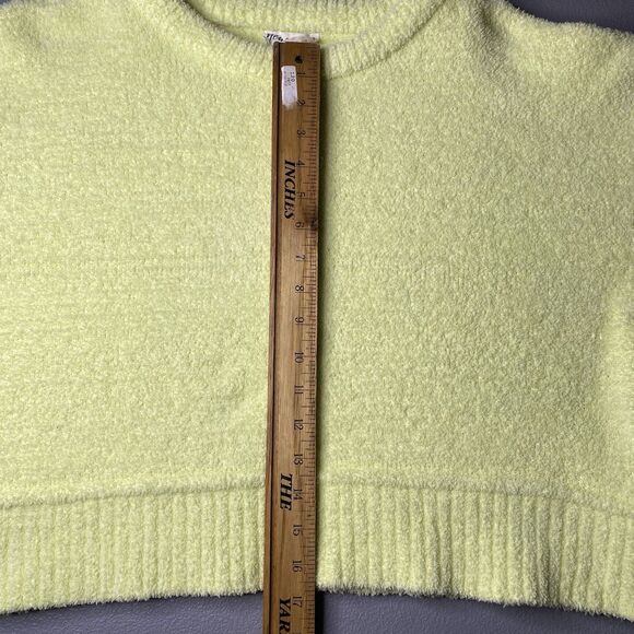 NEW IN Cropped Sweater Soft Knit Oversized Long Sleeve Relaxed Womens M Yellow - Picture 5 of 10